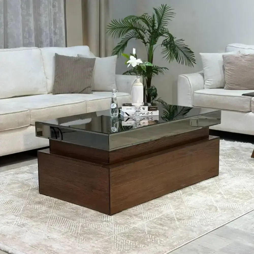 طقم طاولة ضيافة مع 4 خدمة لون بني موديل عصري #عروض_اليوم_الوطني مع كود خصم كافيني