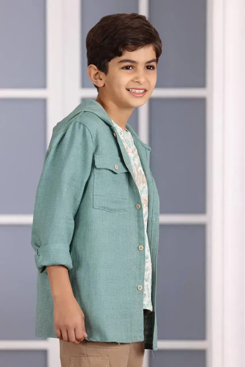 جاكيت اخضر وقميص مشجر ولادي مع كود خصم العيسائي